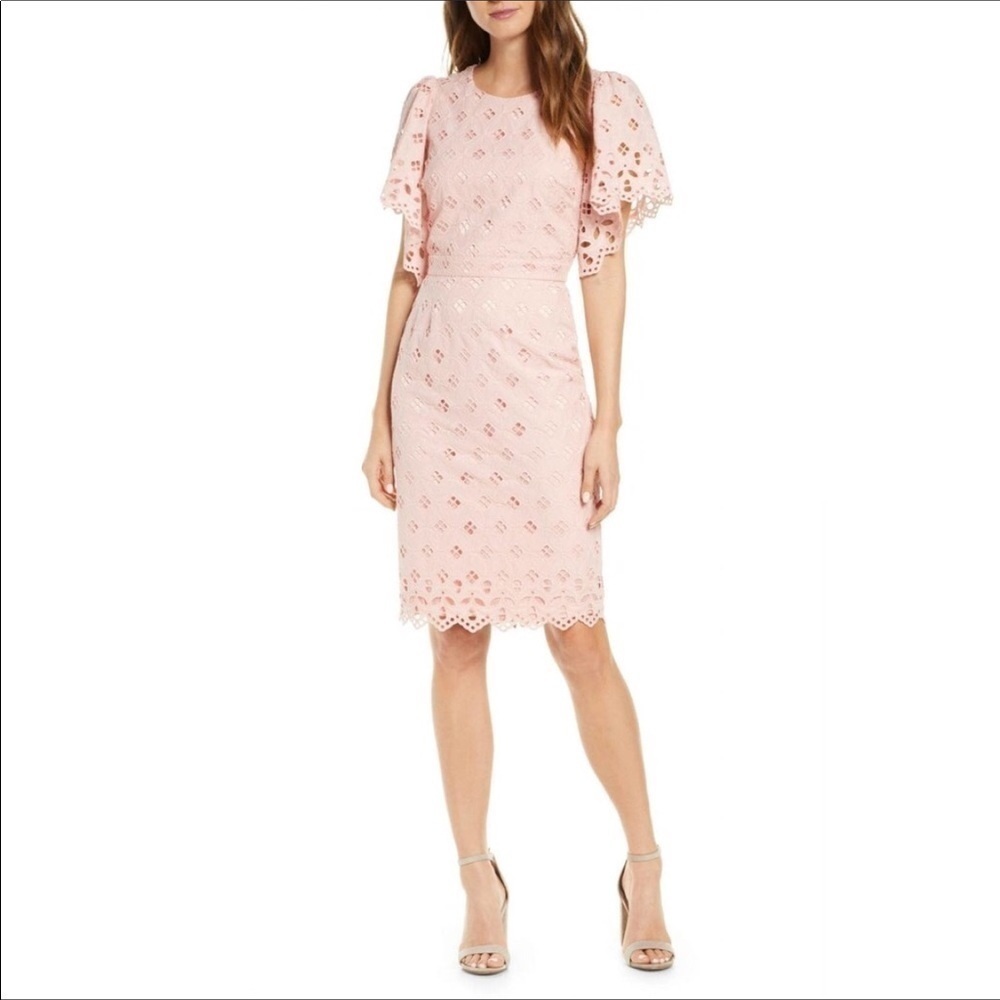 Rachel Parcell Pink Eyelet Sheath Dress